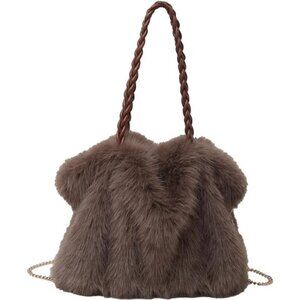 Furry Purse Winter Fluffy Bags for Women Fuzzy Tote Bag Handbags Faux Fur Bag